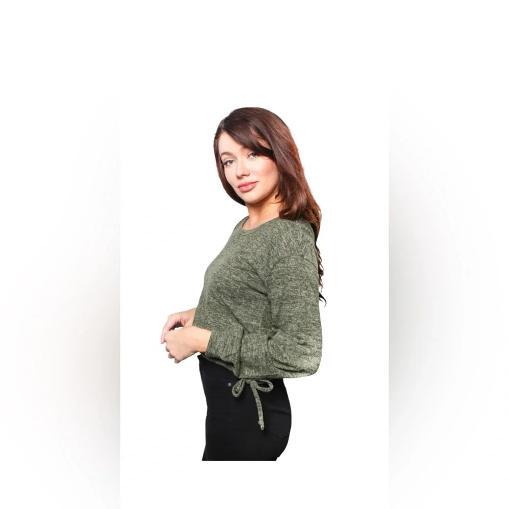 Crave Fame Drawstring Criss-Cross Back Top | NWT | XS | Olive Green